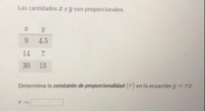 Solved: Las cantidades æ y Y son proporcionales. Determina la constante ...