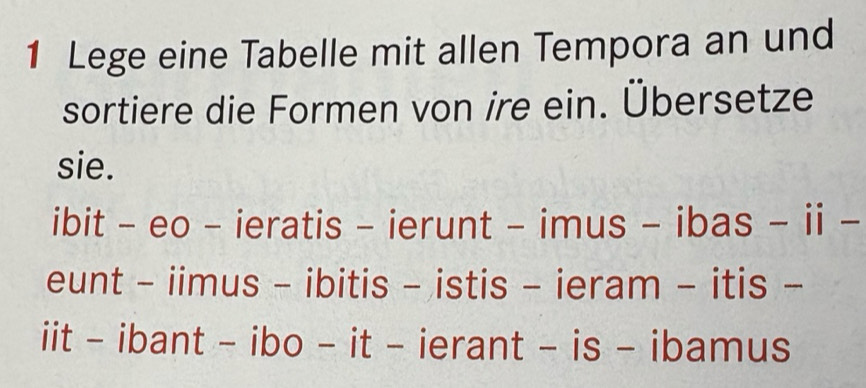 Gelöst:Lege eine Tabelle mit allen Tempora an und sortiere die Formen ...
