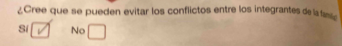 ¿Cree que se pueden evitar los conflictos entre los integrantes de la famili
sí No