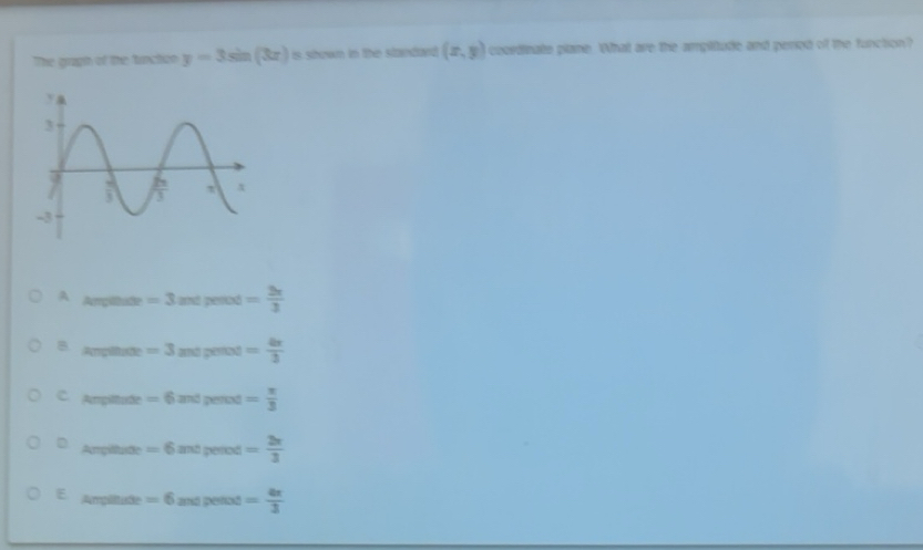 Solved: The gruagh of the function y=3sin (3x)s shown in the standard ...