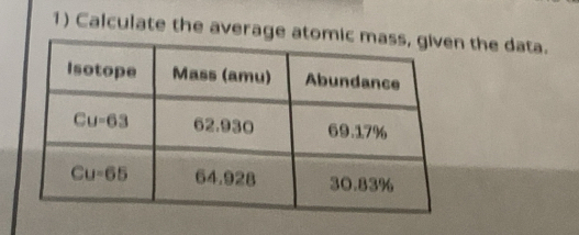 Calculate the average atom the data.