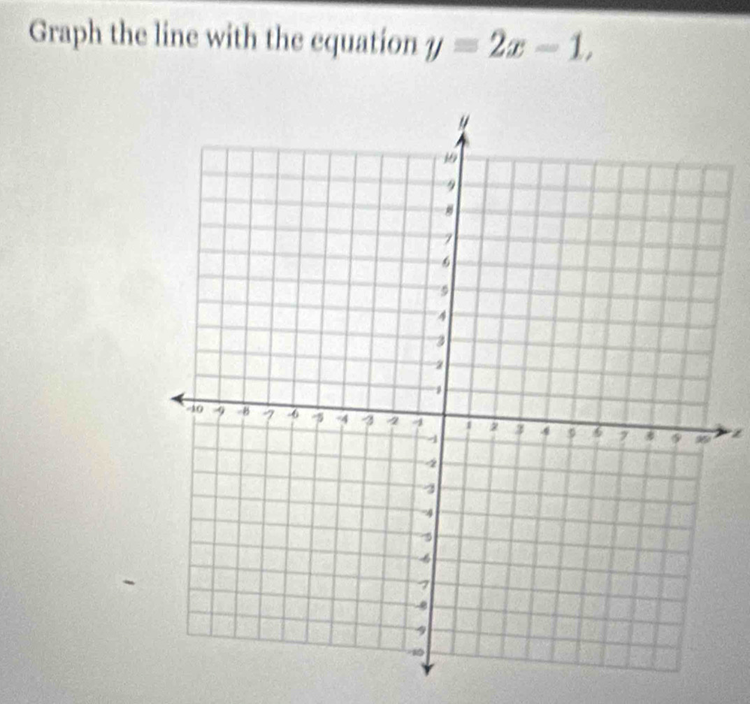 Graph the line with the equation y=2x-1,
z