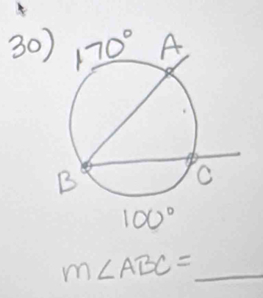 100°
m∠ ABC= _ a=bcm^2/_ 