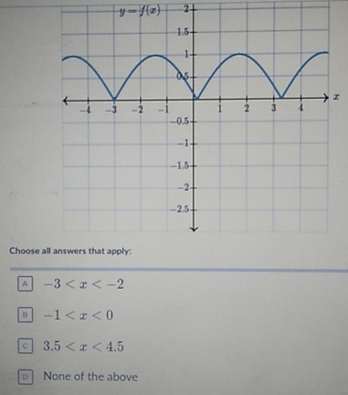 y=f(x) 2
Choose a
^ -3
B -1
c 3.5
D None of the above