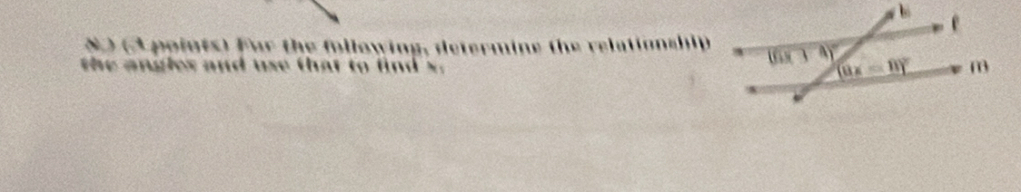 ) (A points) Fur the following, determine the relationship
the angles and use that to find s.