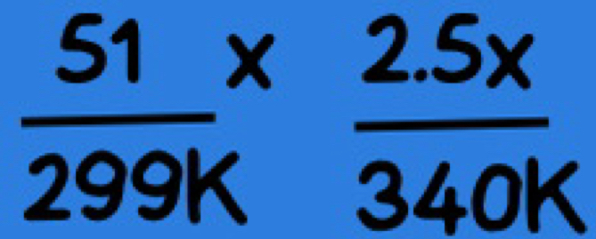 frac 51(299K)^(*) (2.5x)/340K 