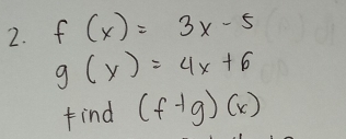 f(x)=3x-5
g(x)=4x+6
find (f+g)(x)