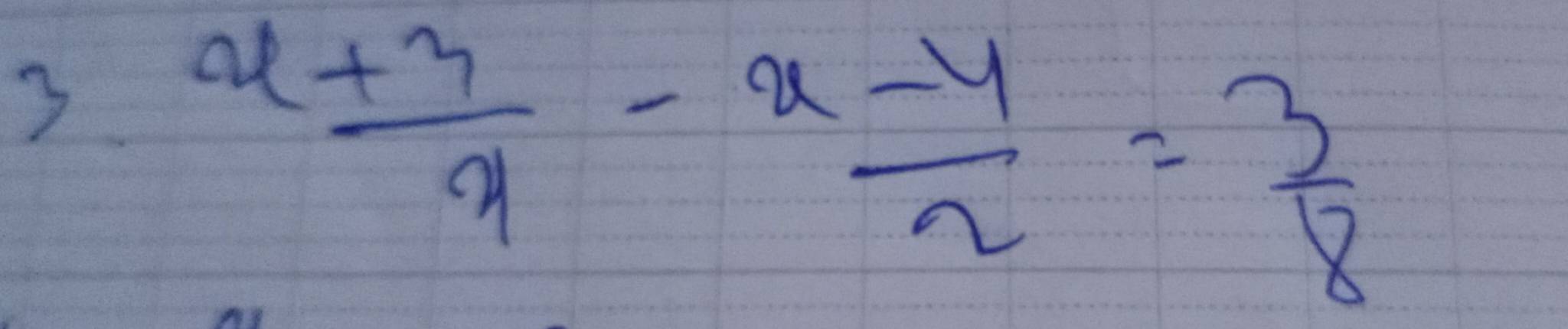 3  (x+3)/x - (x-4)/2 = 3/8 