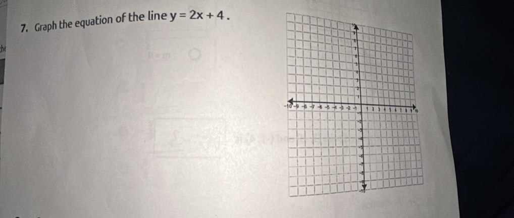 Graph the equation of the line y=2x+4.