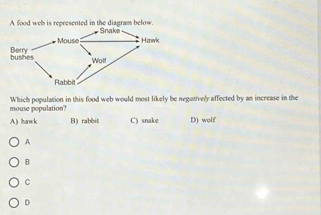 Solved: A food web is represented in the diagram below. Which ...