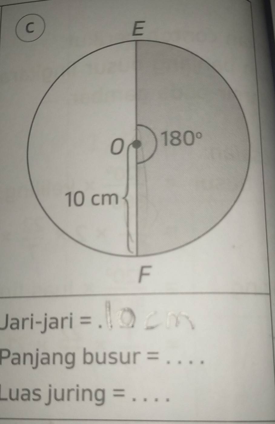 Jari-jari =_
_
Panjang busur =_
Luas juring =_