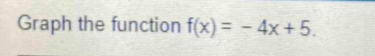 Graph the function f(x)=-4x+5.