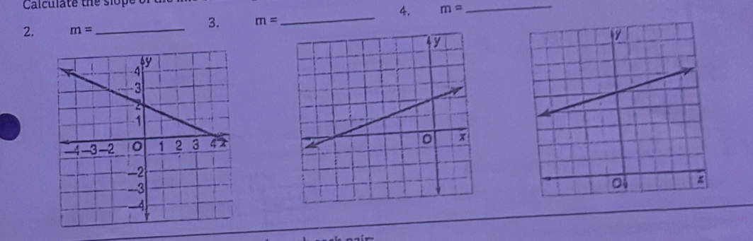 Calculate the slope 
4. m= _ 
2. m= _ 
3. m= _