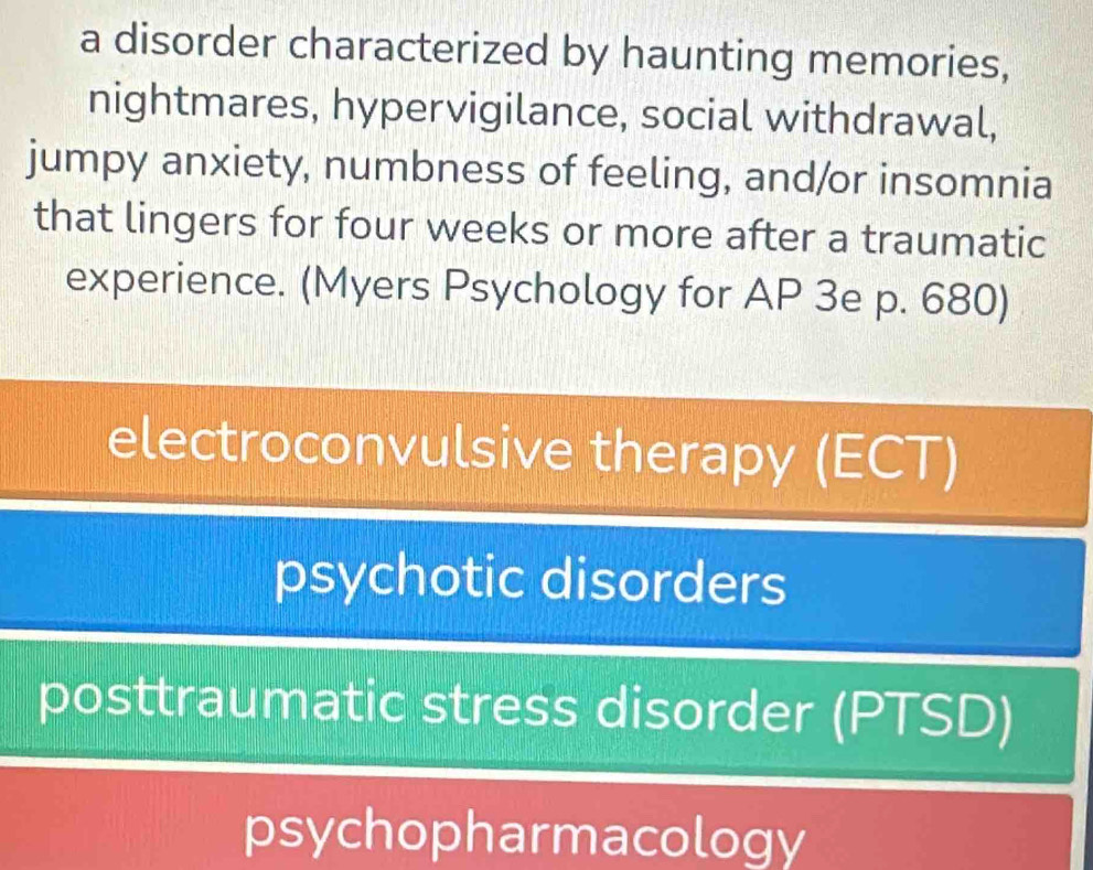Solved: a disorder characterized by haunting memories, nightmares ...