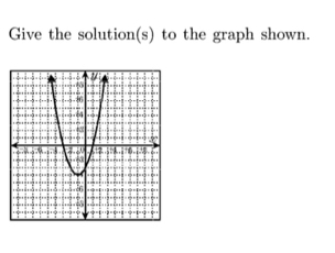 Give the solution(s) to the graph shown.