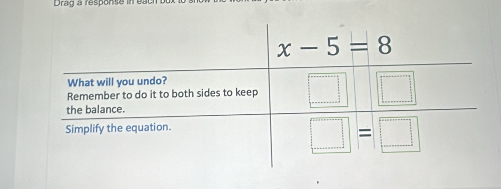 Drag a response in each b