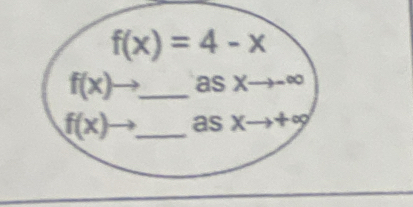 f(x)=4-x
f(x)to _as x _ ∞
f(x)- - _as X- _ x+∈fty