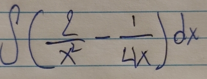 ∈t ( 2/x^2 - 1/4x )dx