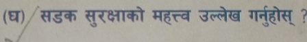 (घ)/सडक सुरक्षाको महत्त्व उल्लेख गनर्होस् ?