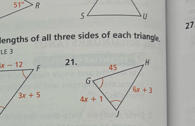 lengths of all three sides of each triangle,
LE 3
21.