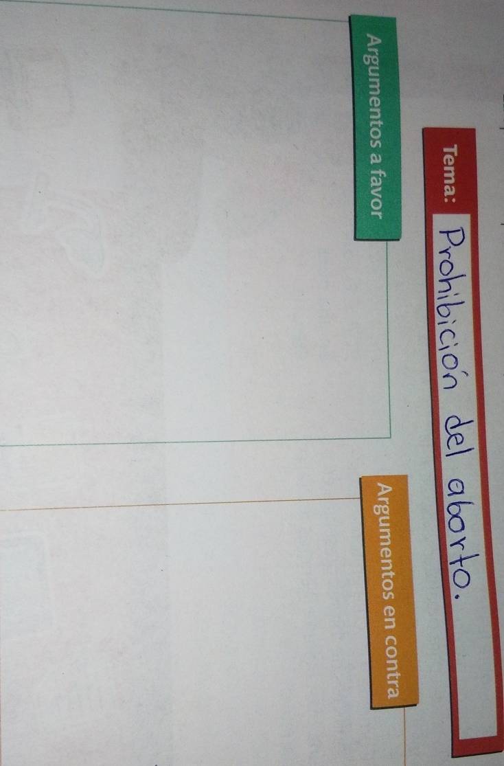 Tema: 
a 
Argumentos a favor 
Argumentos en contra