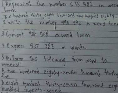 Solved: Represent the number 638 982 in word form. six
