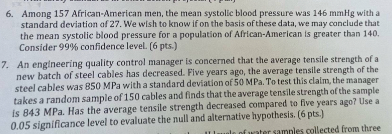 Solved: Among 157 African-American men, the mean systolic blood ...