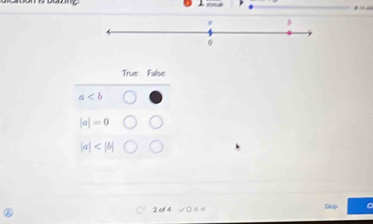 dazng 1 o
True False
a
|a|=0
|a|
2 1 4 Skip