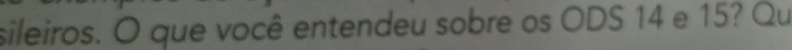 sileiros. O que você entendeu sobre os ODS 14 e 15? Qu