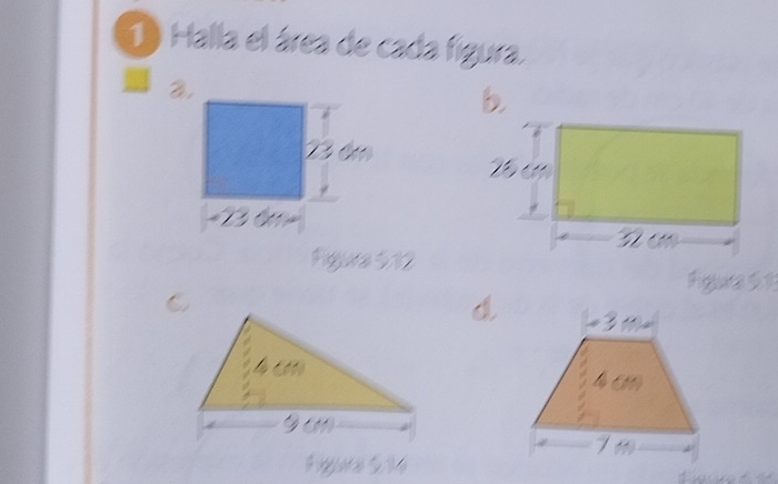 1 ) Halla el área de cada figura. 
Buta