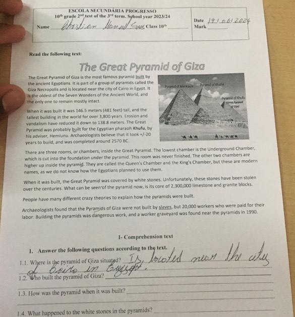 Solved: Read the following text: The Great Pyramid of Giza The Great ...