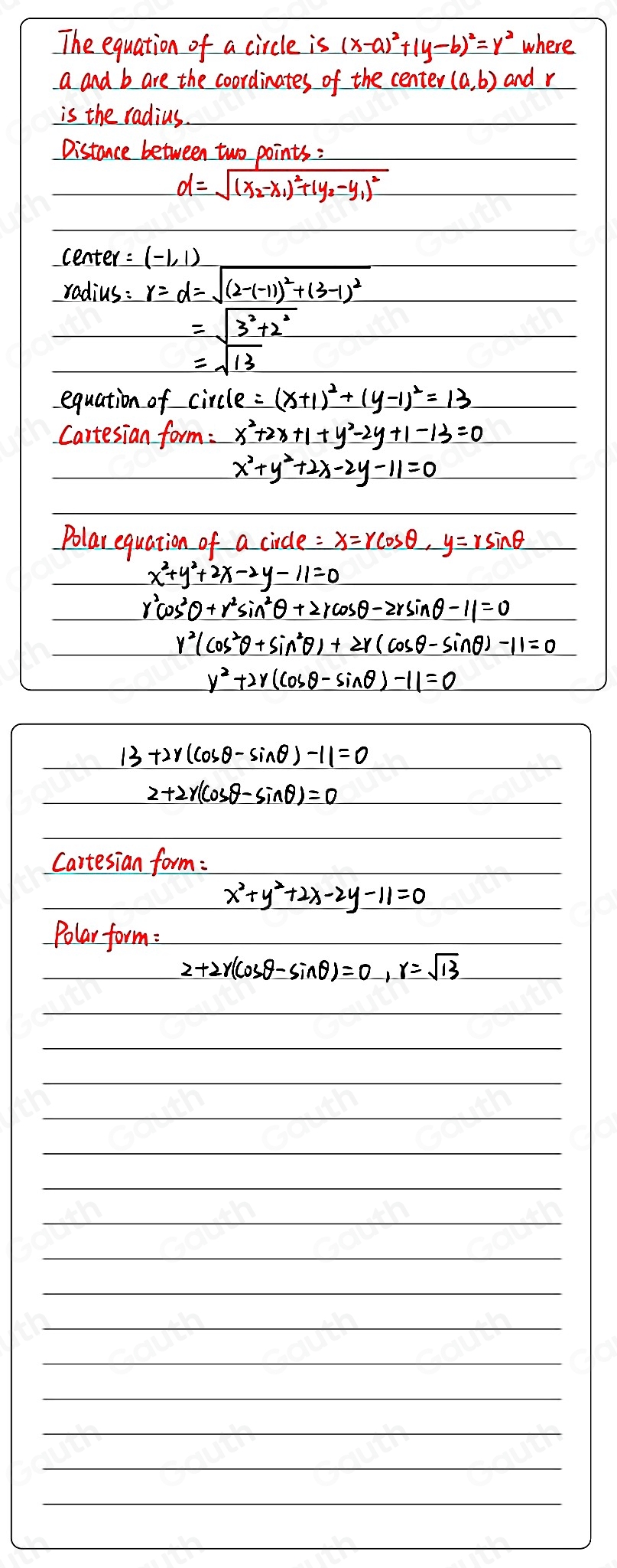 Solved: Move the two points and write the circle's equation in ...