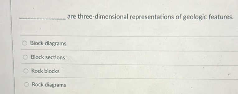 Solved: are three-dimensional representations of geologic features ...
