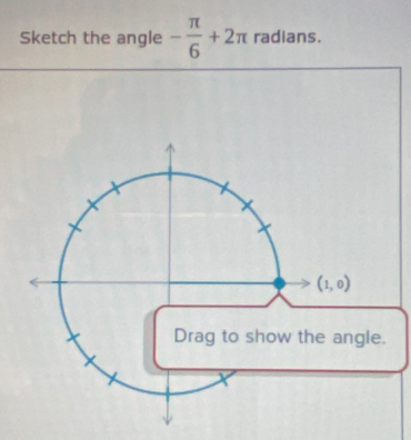 Sketch the angle - π /6 +2π radians.
.