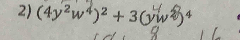 (4y²w⁴)² + 3(vwð)⁴