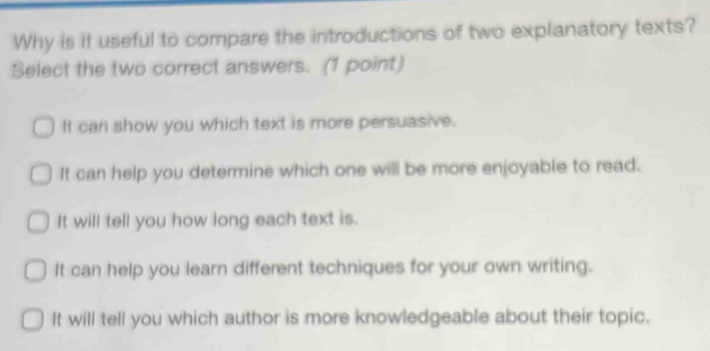Solved: Why is it useful to compare the introductions of two ...