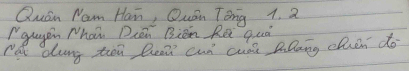 Quan Nam Han, Quan Tong 1. a 
gugen Nhan Dién Bián Rēi quá 
Pat dung ten bee cun cual Dilang chuen do