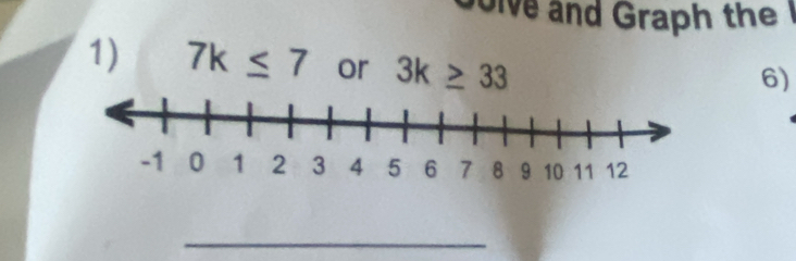 lve and Graph th 
1) 7k≤ 7 or 3k≥ 33
6) 
_