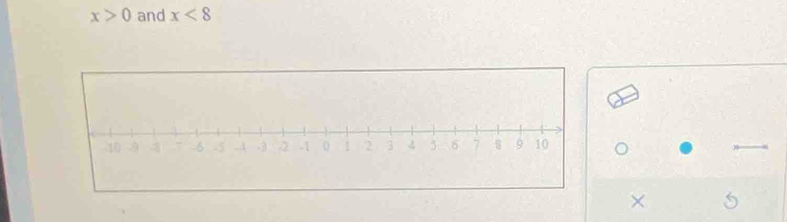 x>0 and x<8</tex> 
× S