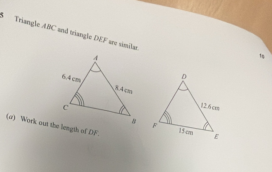 Triangle ABC and triangle DEF are similar
10