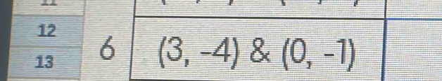 12 
13 6 (3,-4) & (0,-1)