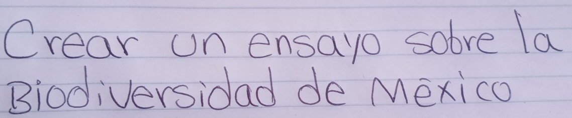 Crear un ensayo solve la 
Biodiversidad de Mexico