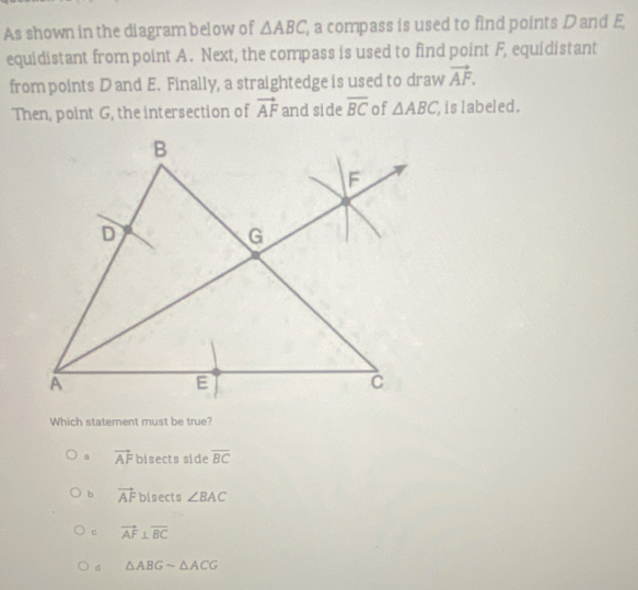 Solved: As shown in the diagram below of ABC , a compass is used to ...