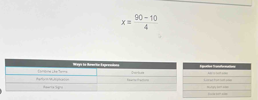 x= (90-10)/4 