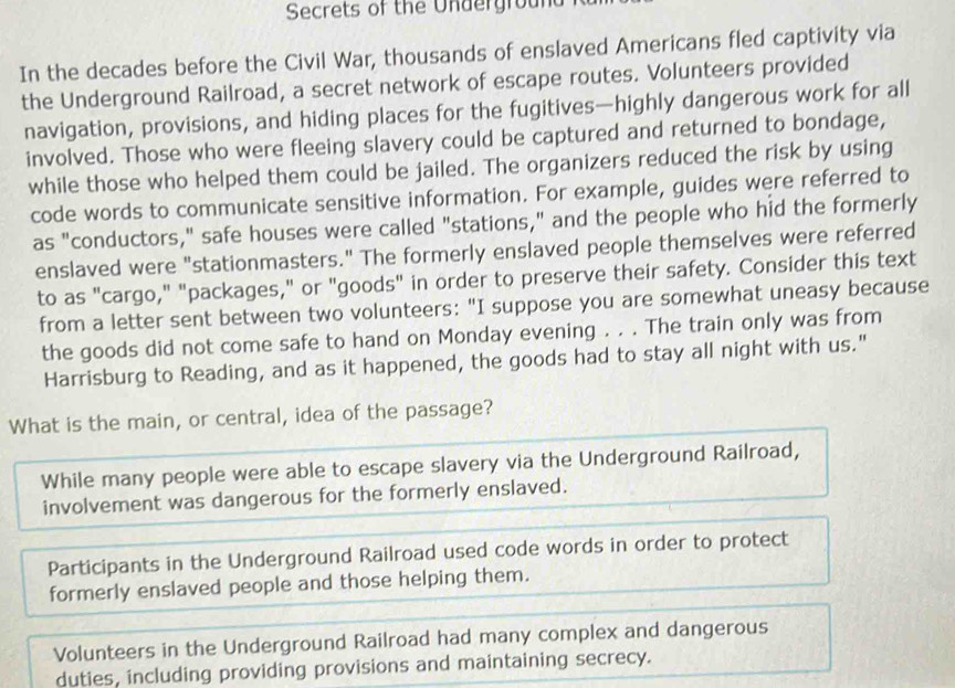 Solved: Secrets of the Underground In the decades before the Civil War ...