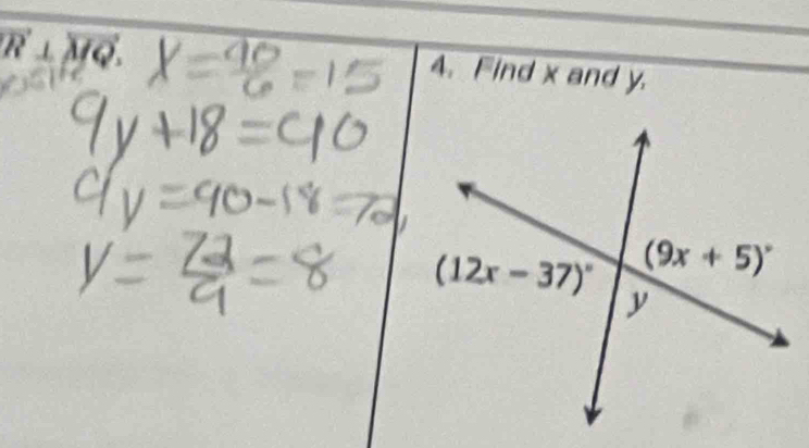 D
4. Find x and y.