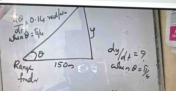 dy/dt= 7
fndw
asin θ = π /4 