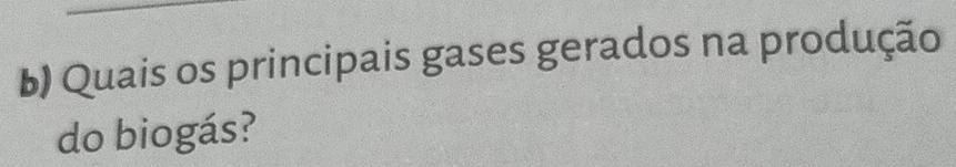 Quais os principais gases gerados na produção 
do biogás?