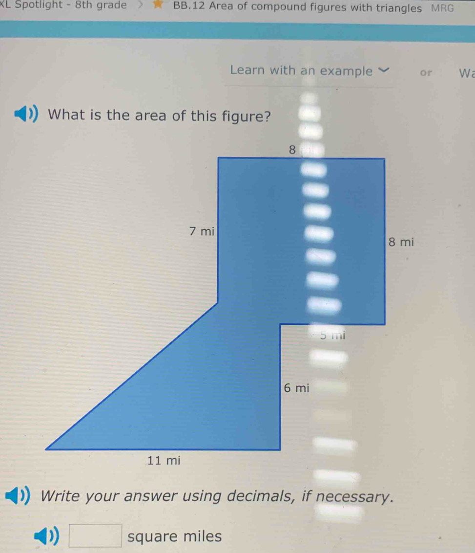 Solved: XL Spotlight - 8th grade BB.12 Area of compound figures with ...
