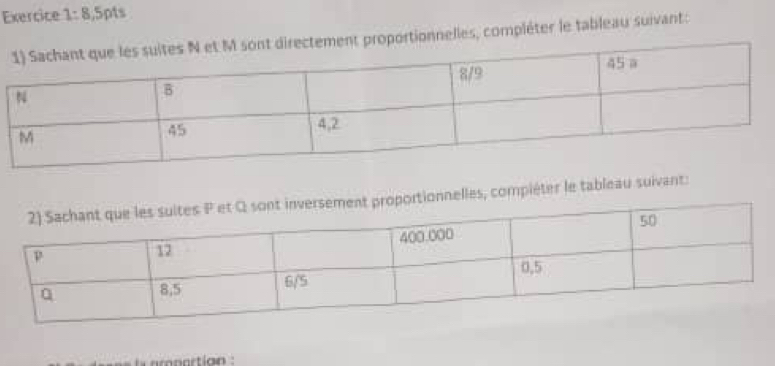 8 ,5pts 
tionnelles, compléter le tableau suivant: 
lles, compiéter le tableau suivant: 
e m nartion